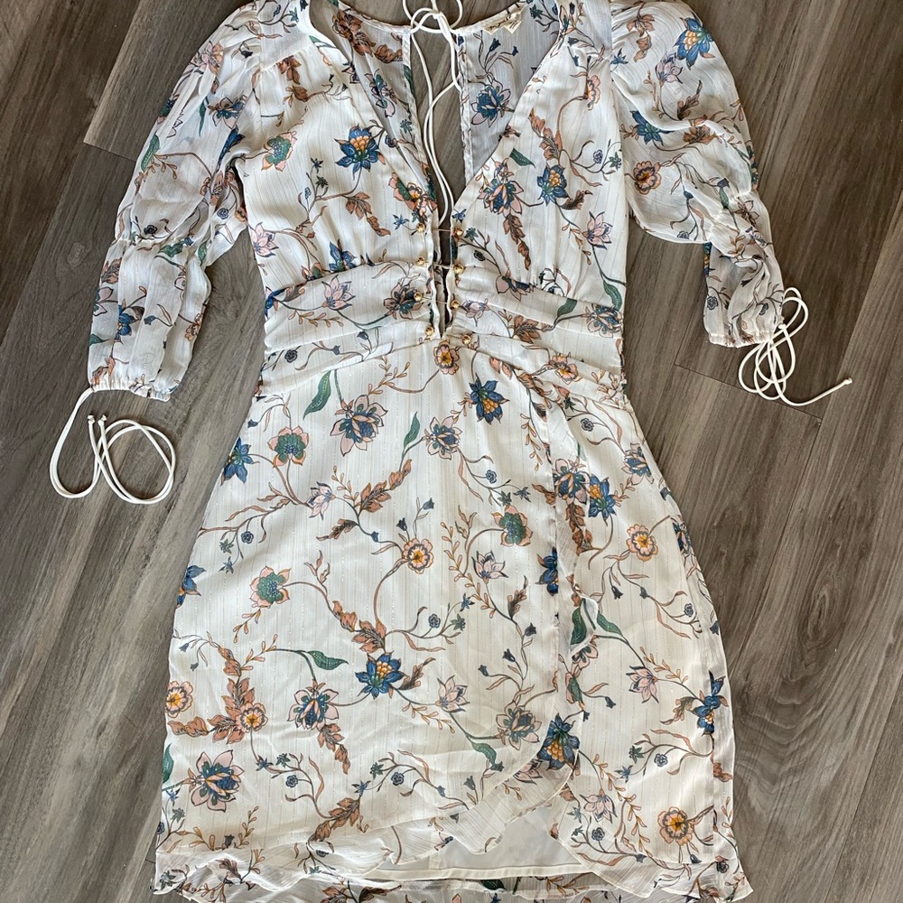 For Love and Lemons white and gold detailed dress
